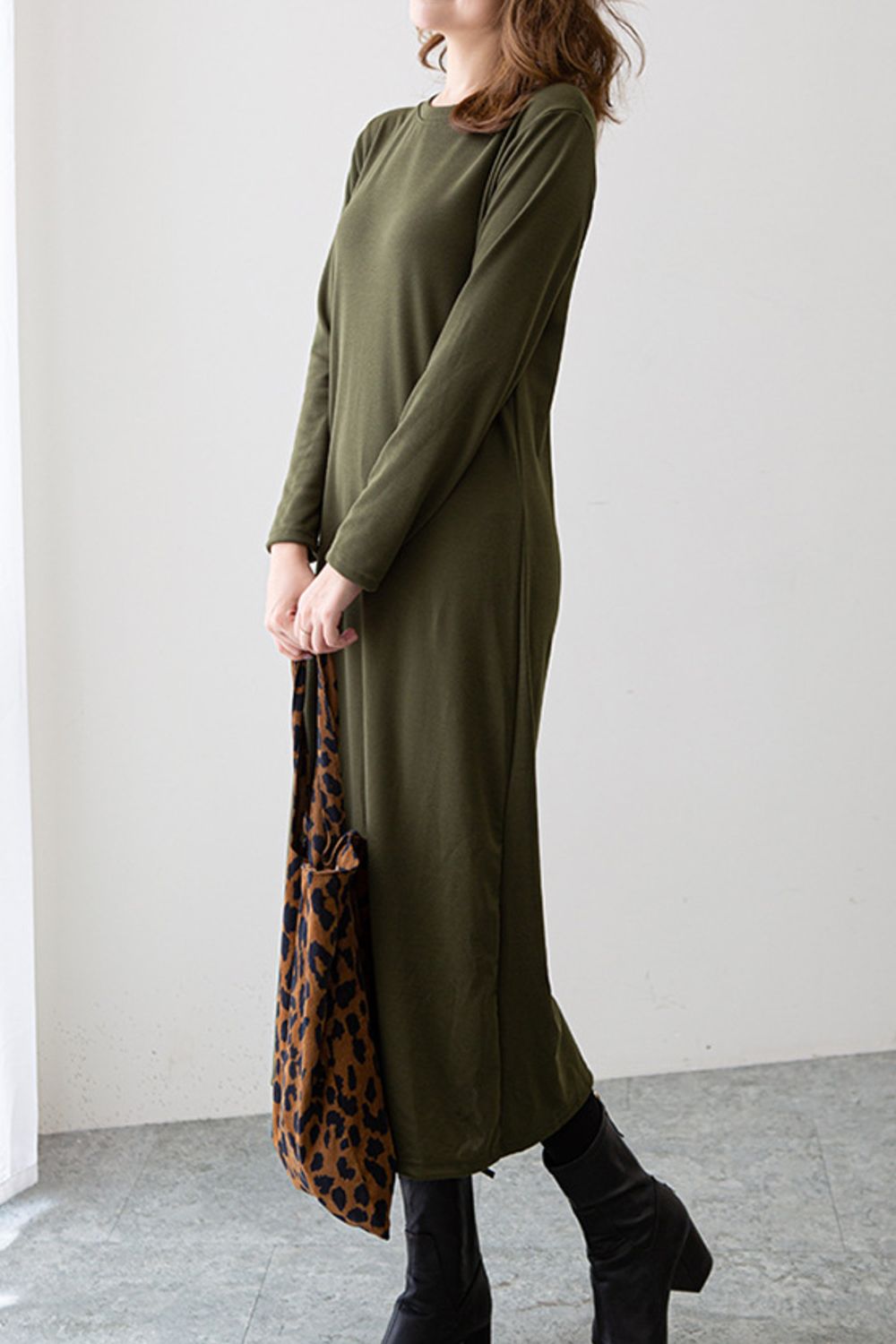 Casual Long Sleeve Midi Dress