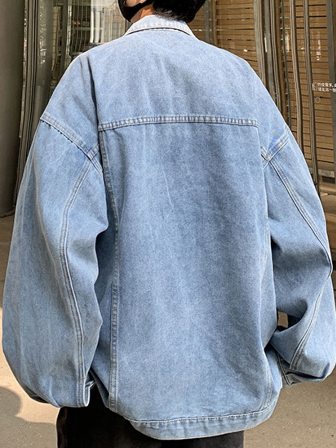 Men's Full Size Button Up Long Sleeve Denim Jacket Plus Size