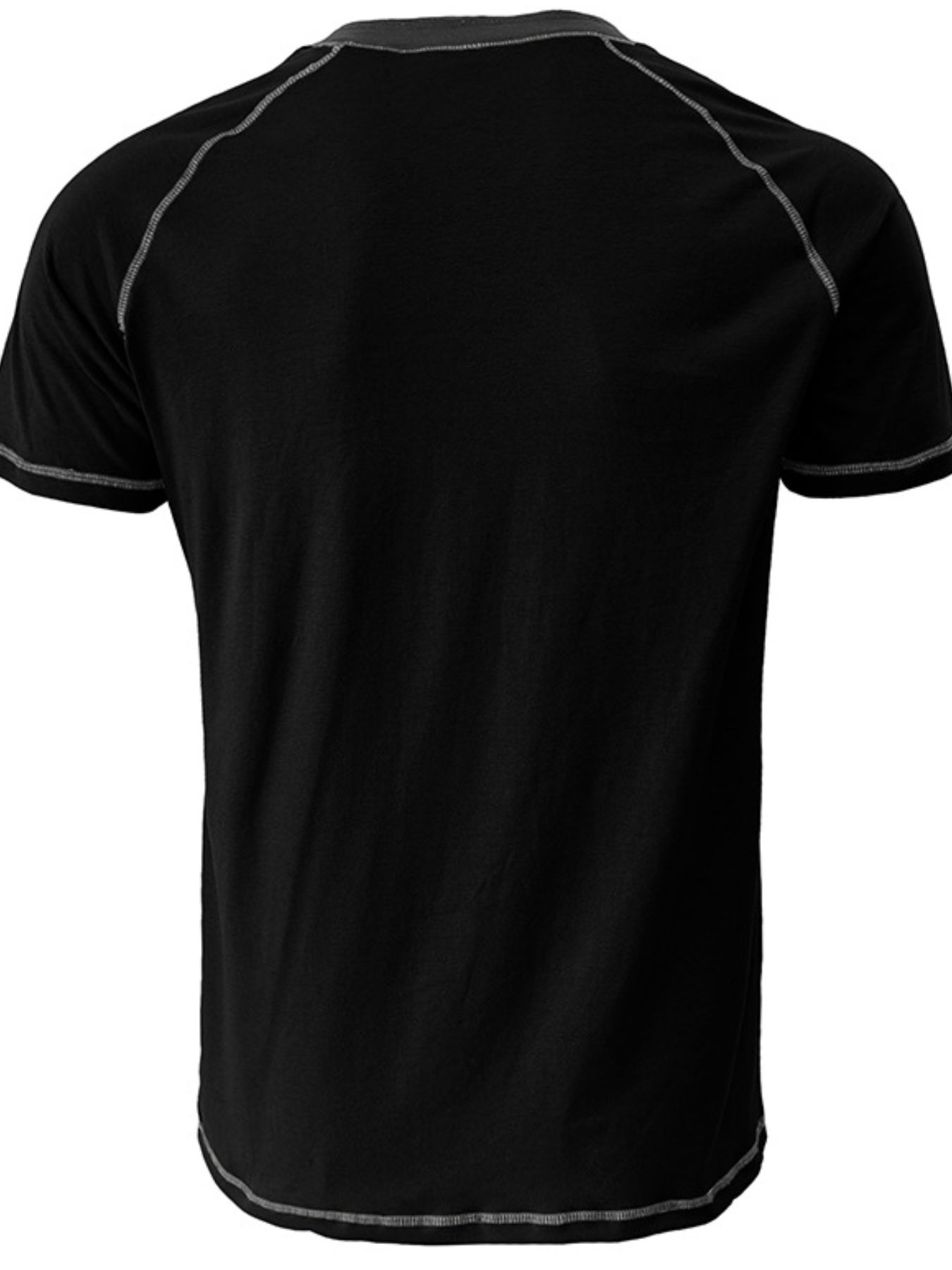 Men's Plus Size Contrast Stitch Henley Polo Shirt