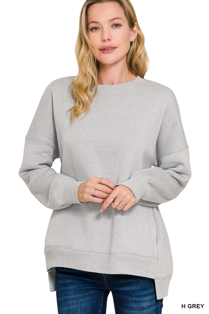 Full Size Fleece Hi-low Boyfriend Sweatshirts with Pockets Plus Size
