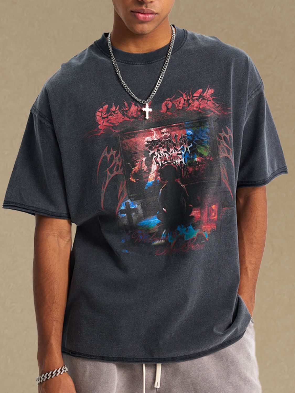 Men's Round Neck Half Sleeve Graphic T-Shirt