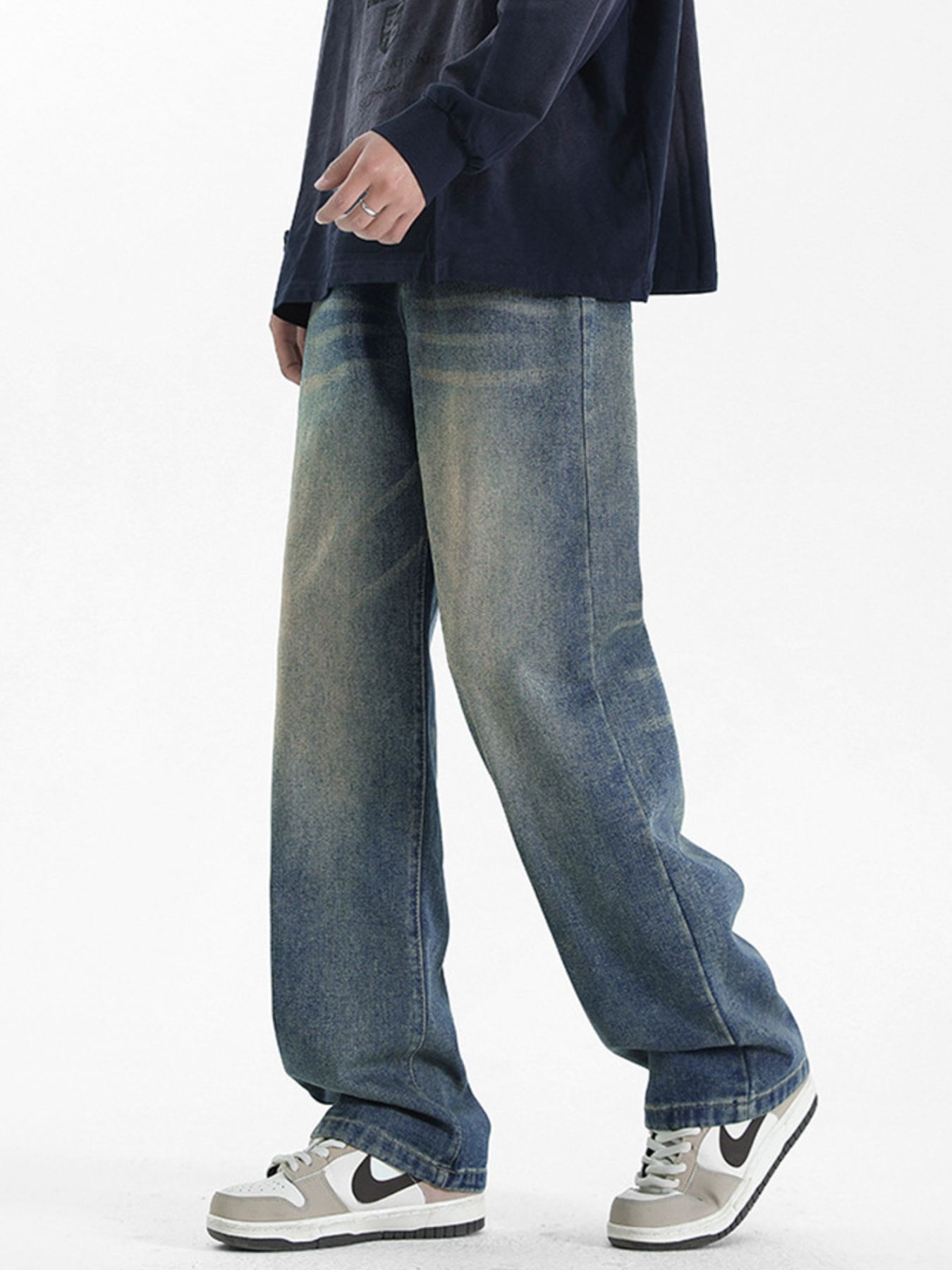 Men's Full Size Wash Loose Fit Jeans Plus Size