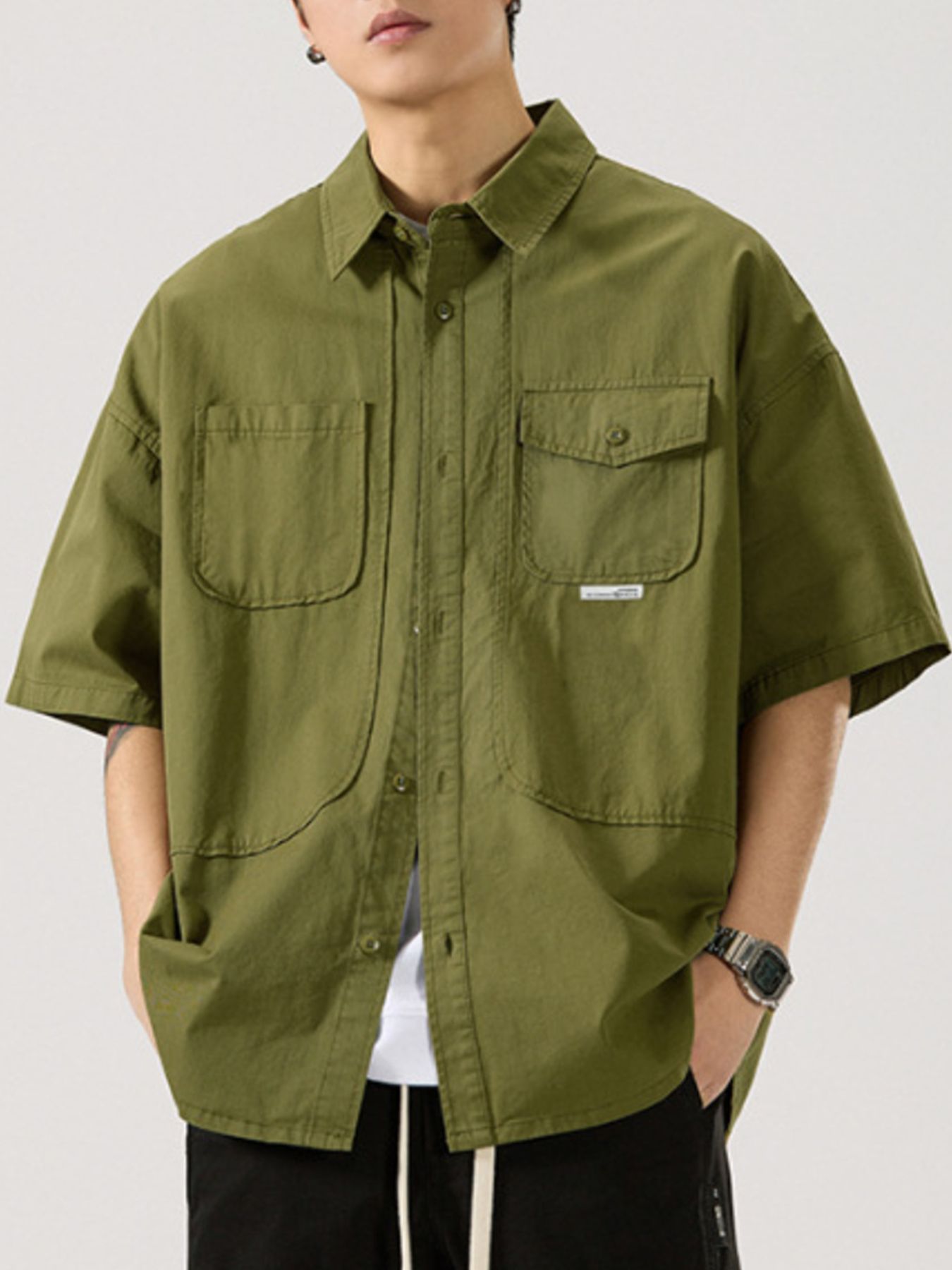 Men's Full Size Button Up Half Sleeve Shirt Plus Size