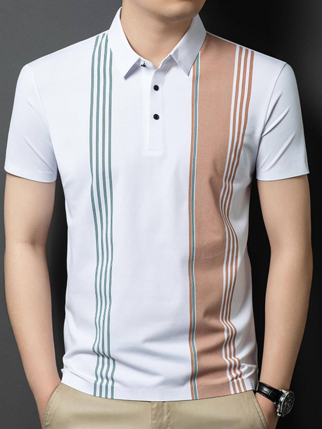 Men's Plus Size Contrast Short Sleeve Polo