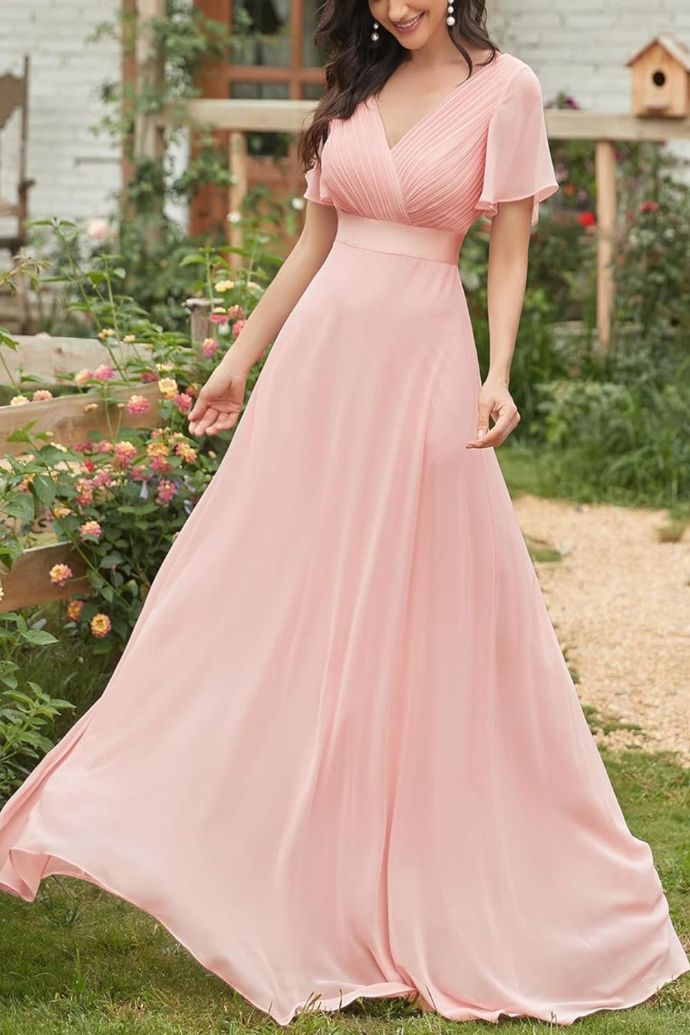 Surplice Flutter Sleeve Maxi Dress