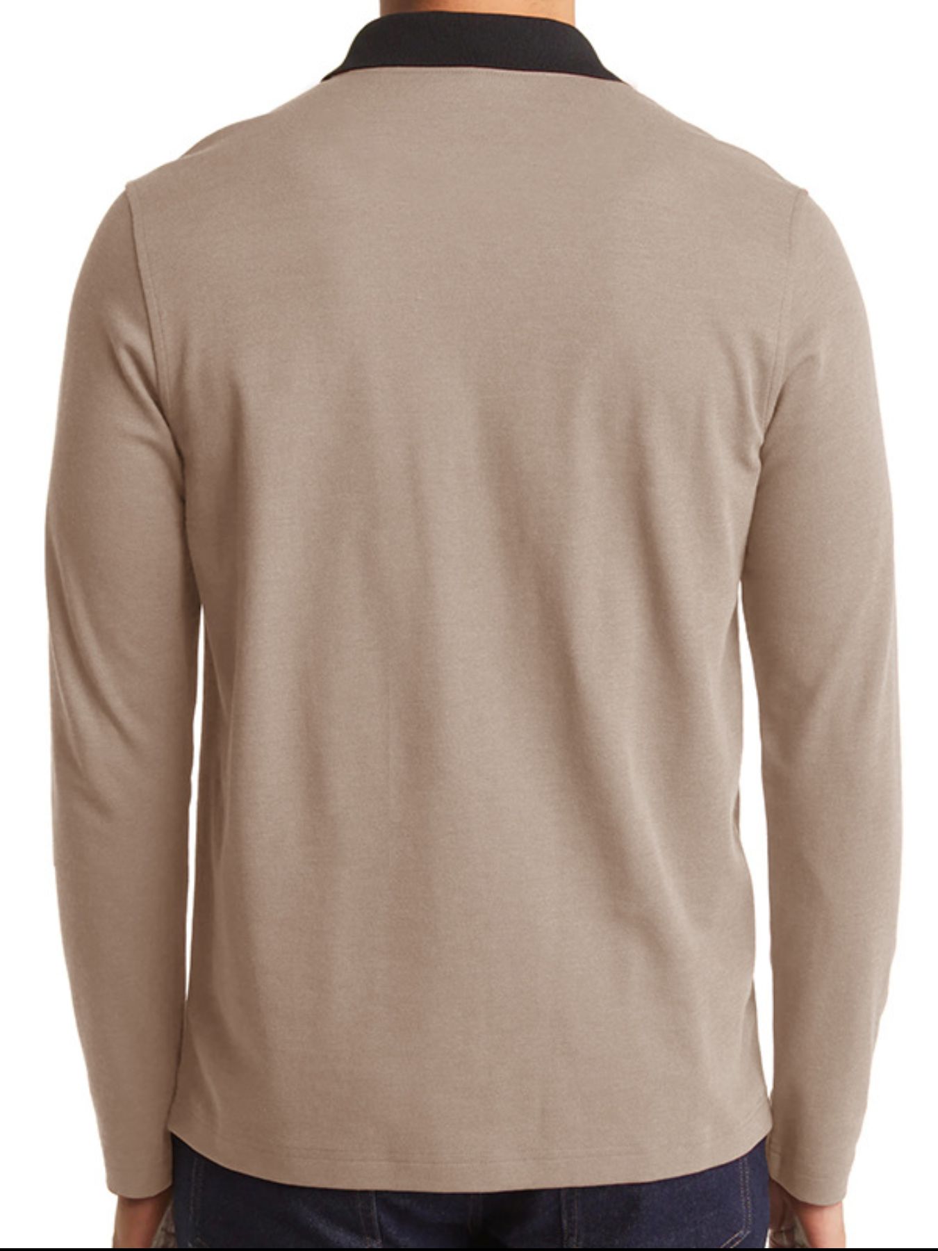 Men's Classic Long Sleeve Contrast Collar Polo Shirt
