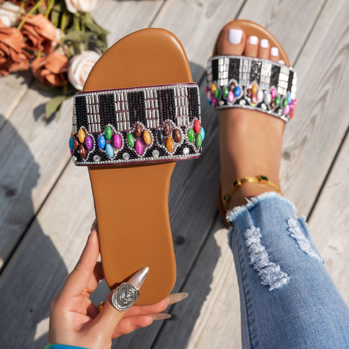 Open Toe Flats Sandals