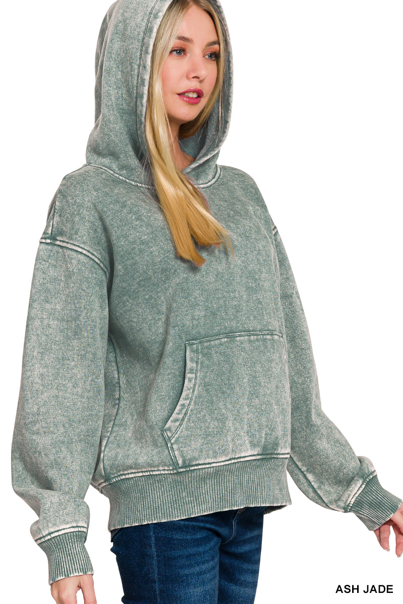 Fleece Acid Wash Kangaroo Pocket Hoodie