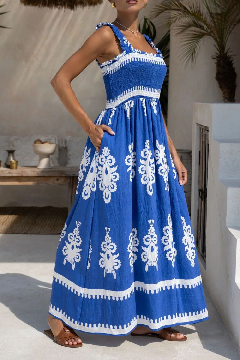 Printed Square Neck Cami Dress