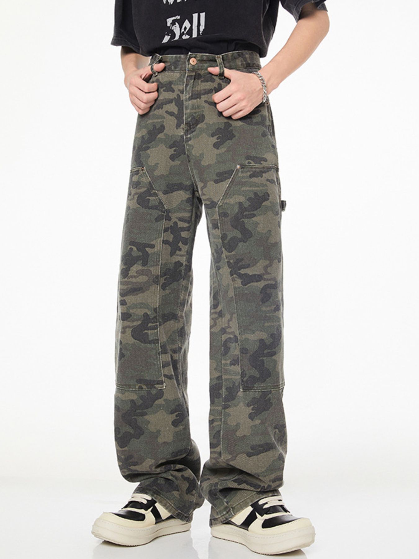 Men's Full Size Camo Print Relaxed Fit Jeans Plus Size