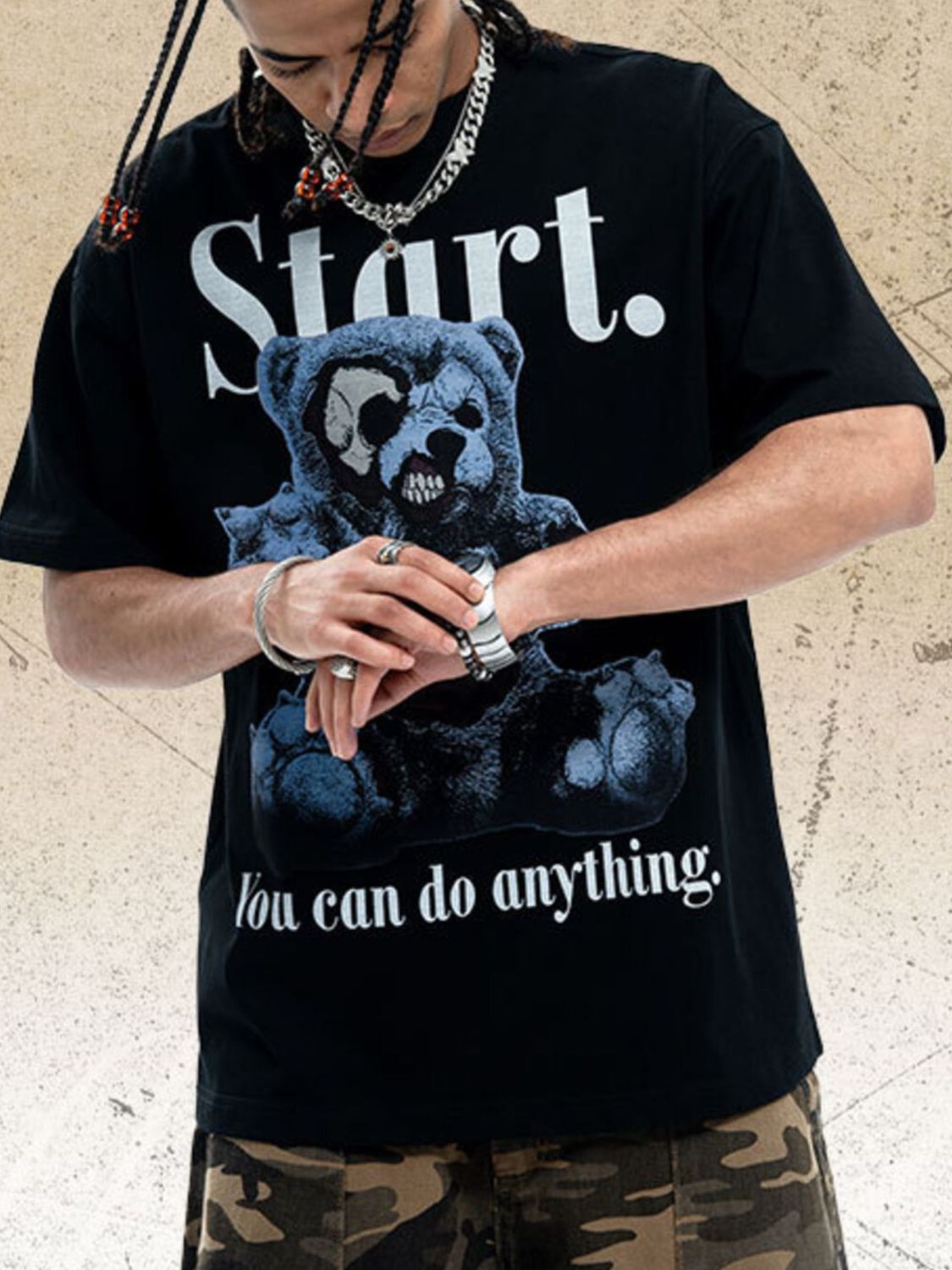 Men's Graphic Round Neck Oversized T-Shirt