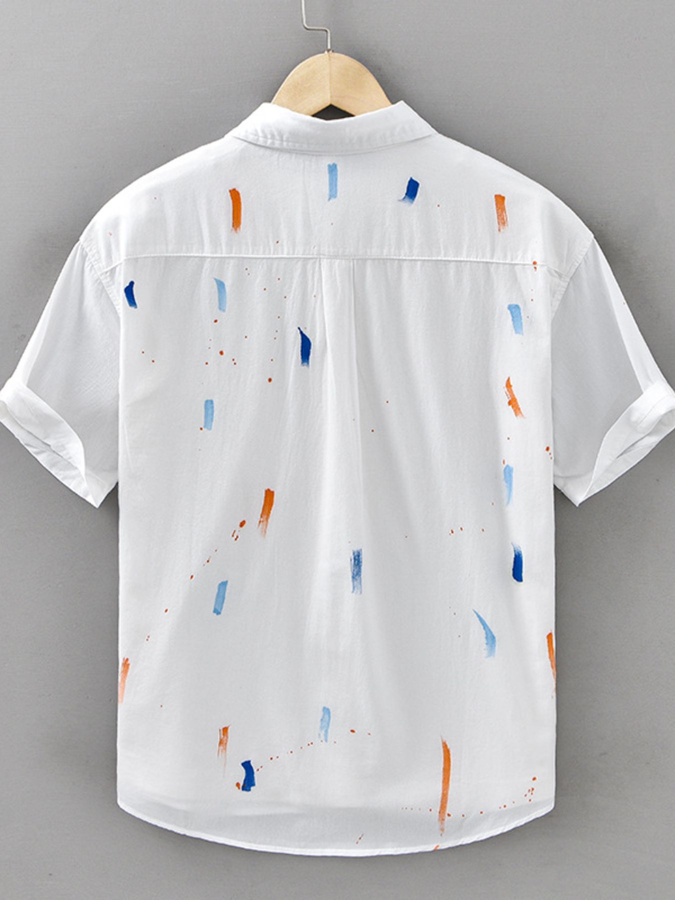 Men's Plus Size Printed Button Up Short Sleeve Shirt