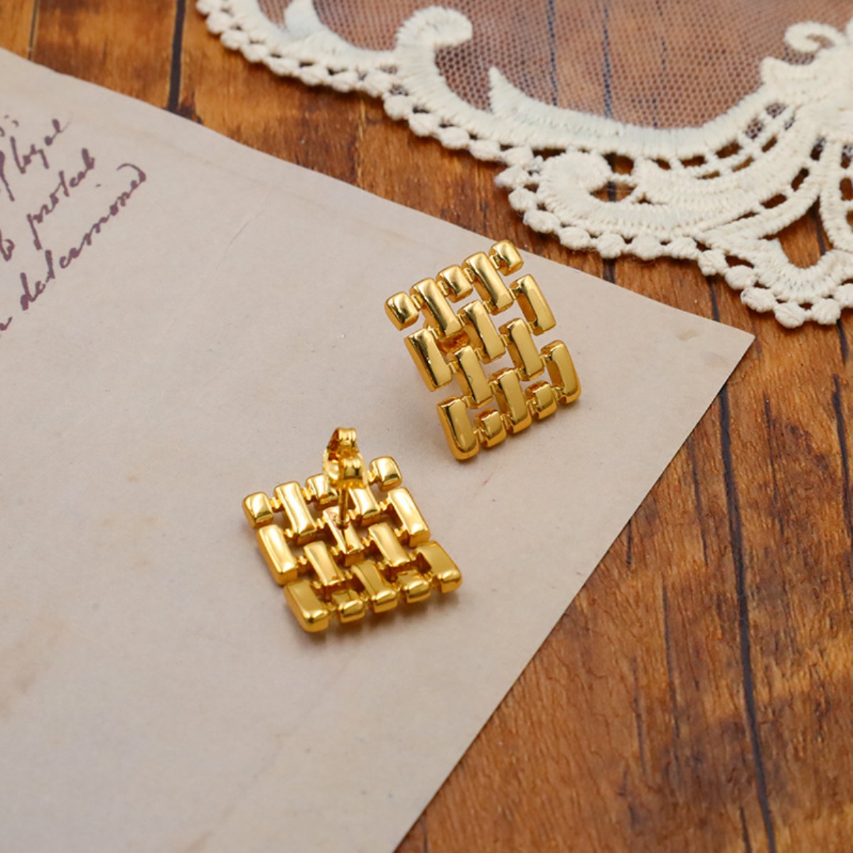 18K Gold-Plated Geometric Stud Earrings