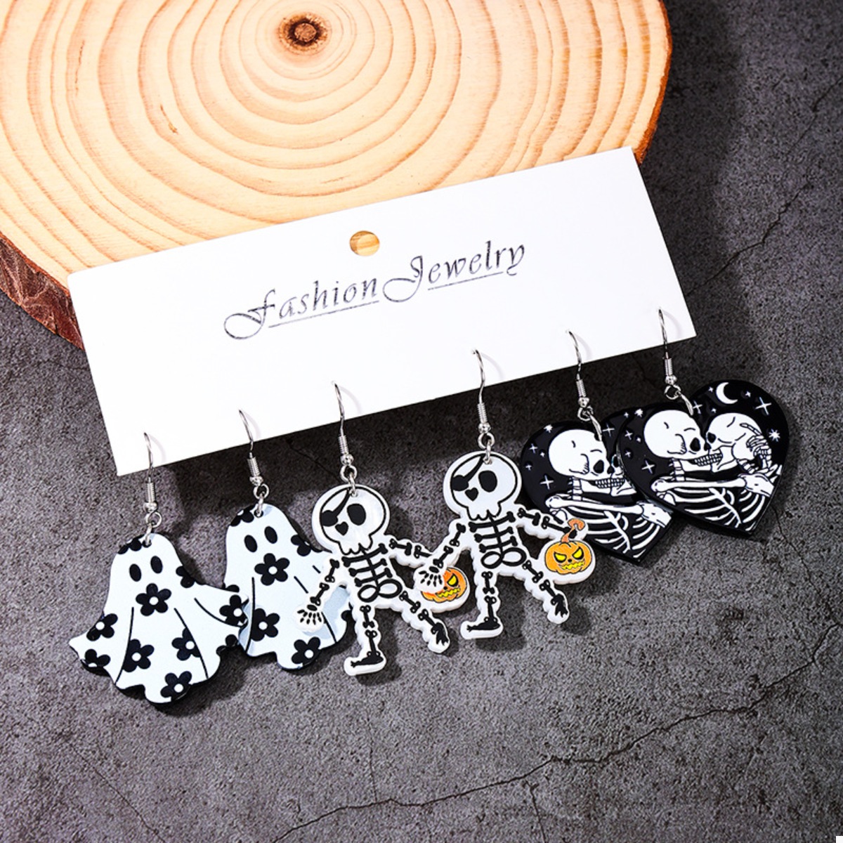 3 Pair Halloween Themed Acrylic Dangle Earrings