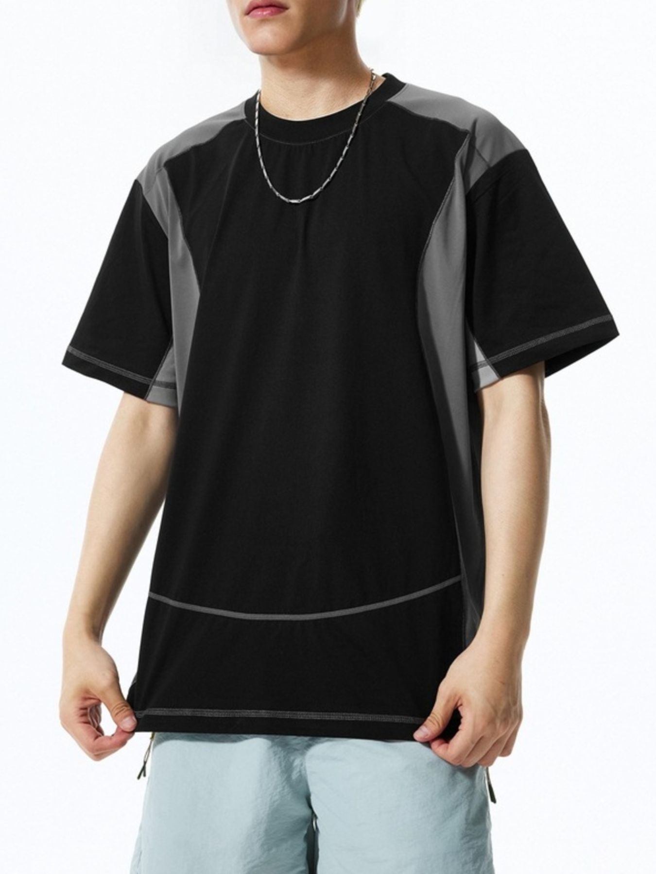 Men's Contrast Stitching Relaxed Fit T-Shirt
