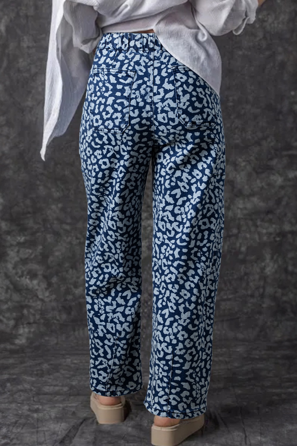 Leopard Print Wide Leg Jeans