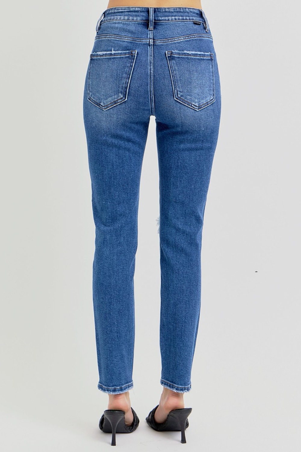 Full Size High Rise Ankle Skinny Knee Distressed Jeans