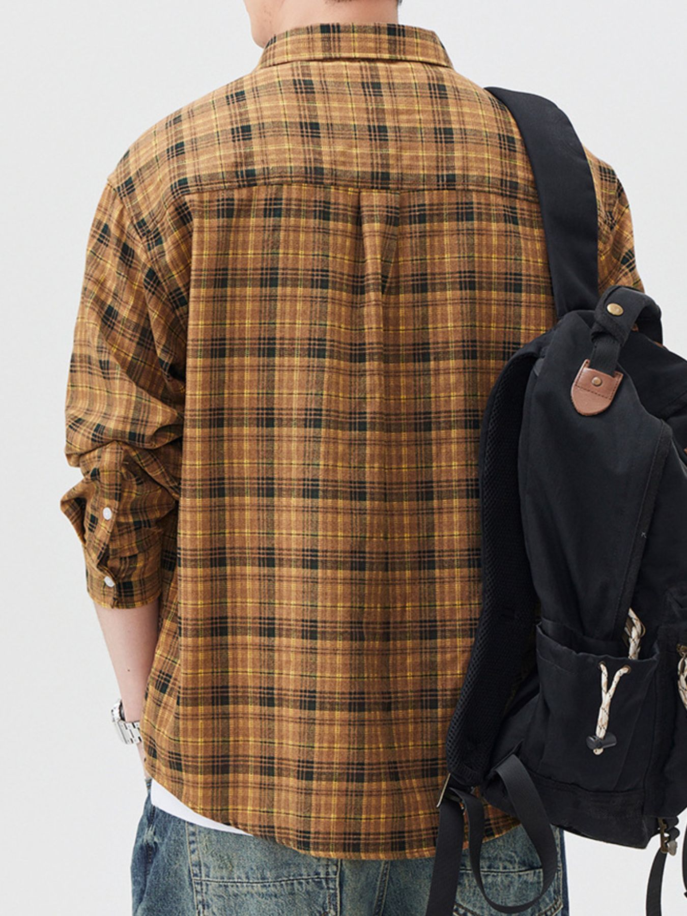 Men's Plus Size Plaid Button Up Long Sleeve Shirt