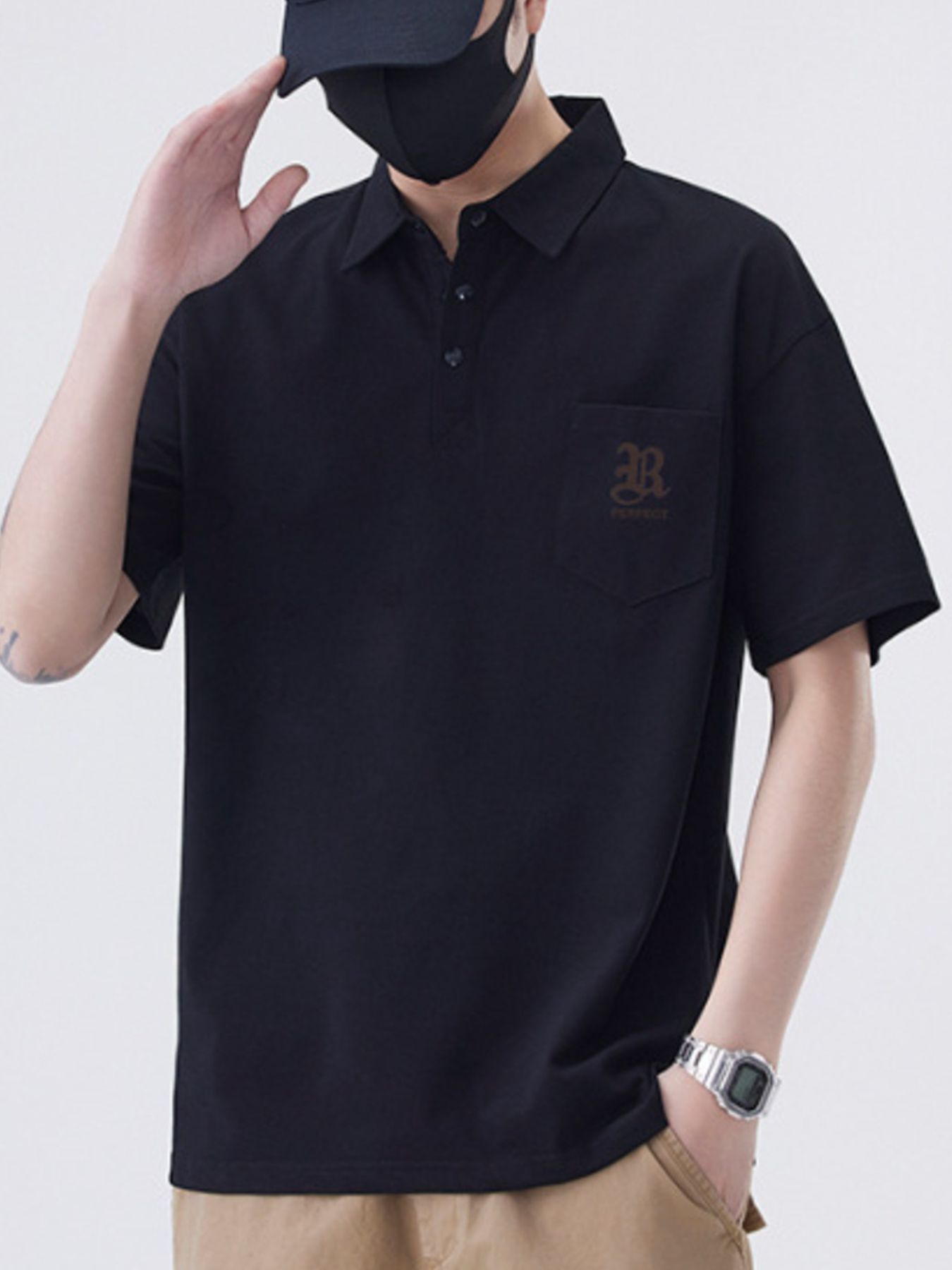 Men's Plus Size Button Detail Short Sleeve Polo