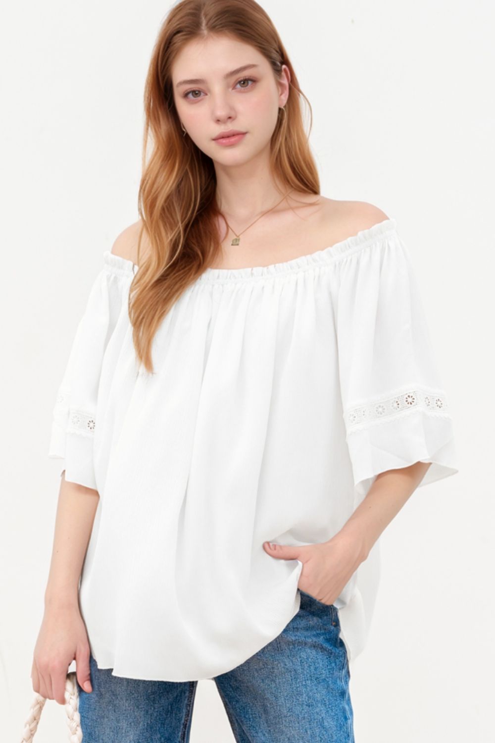 Lace Detail Off-Shoulder Blouse