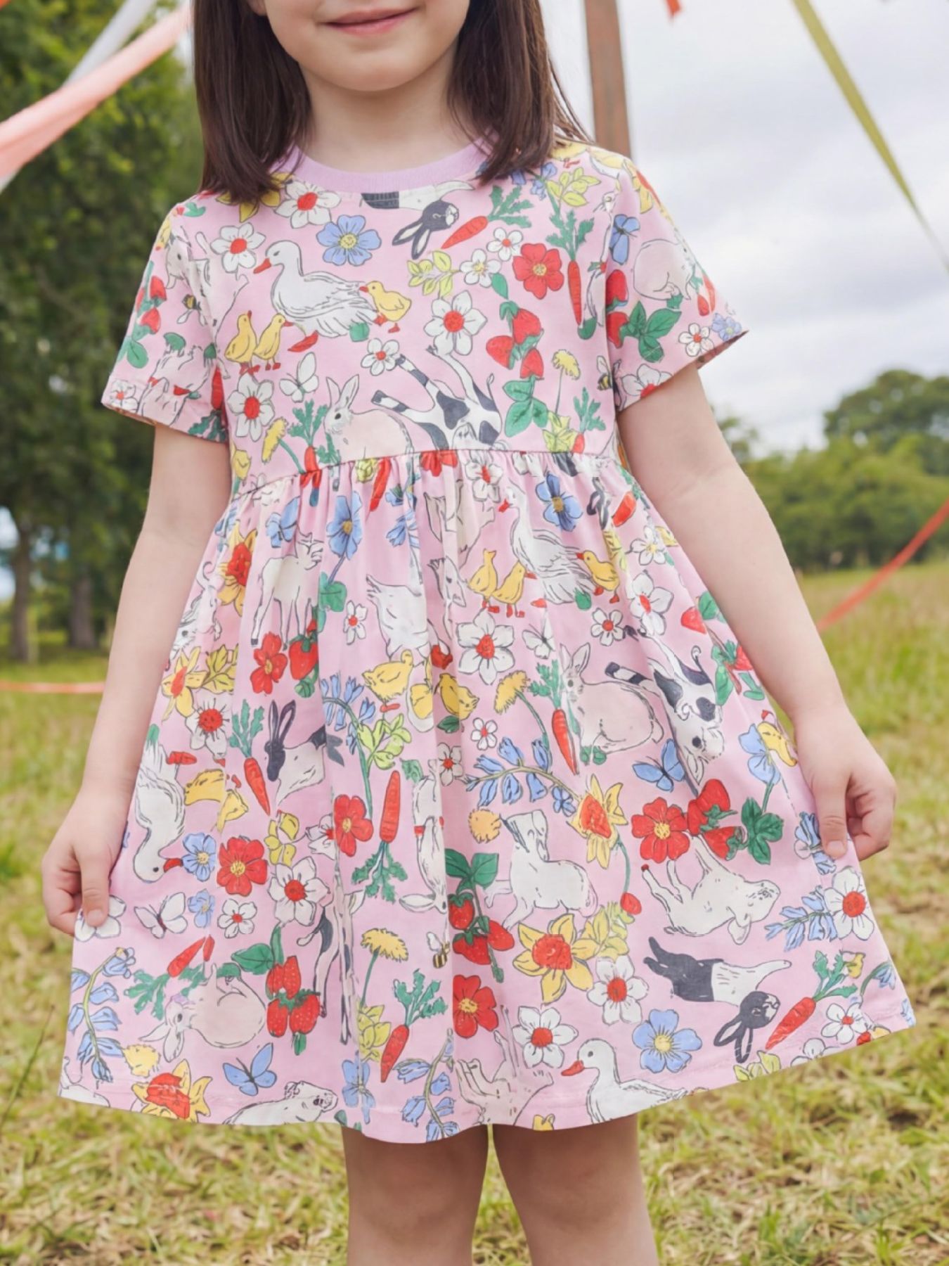 Children's Printed Round Neck Dress 1