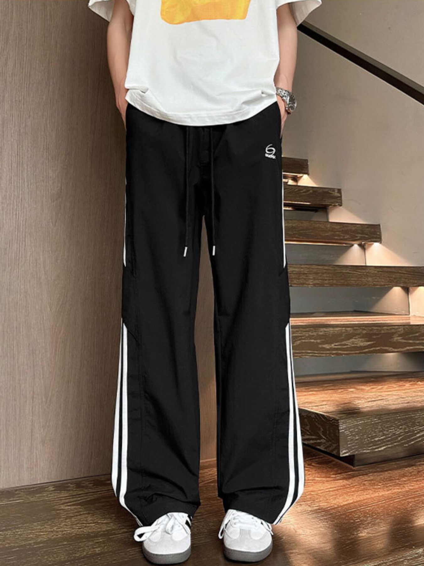 Men's Full Size Stripe Wide Leg Pants Plus Size