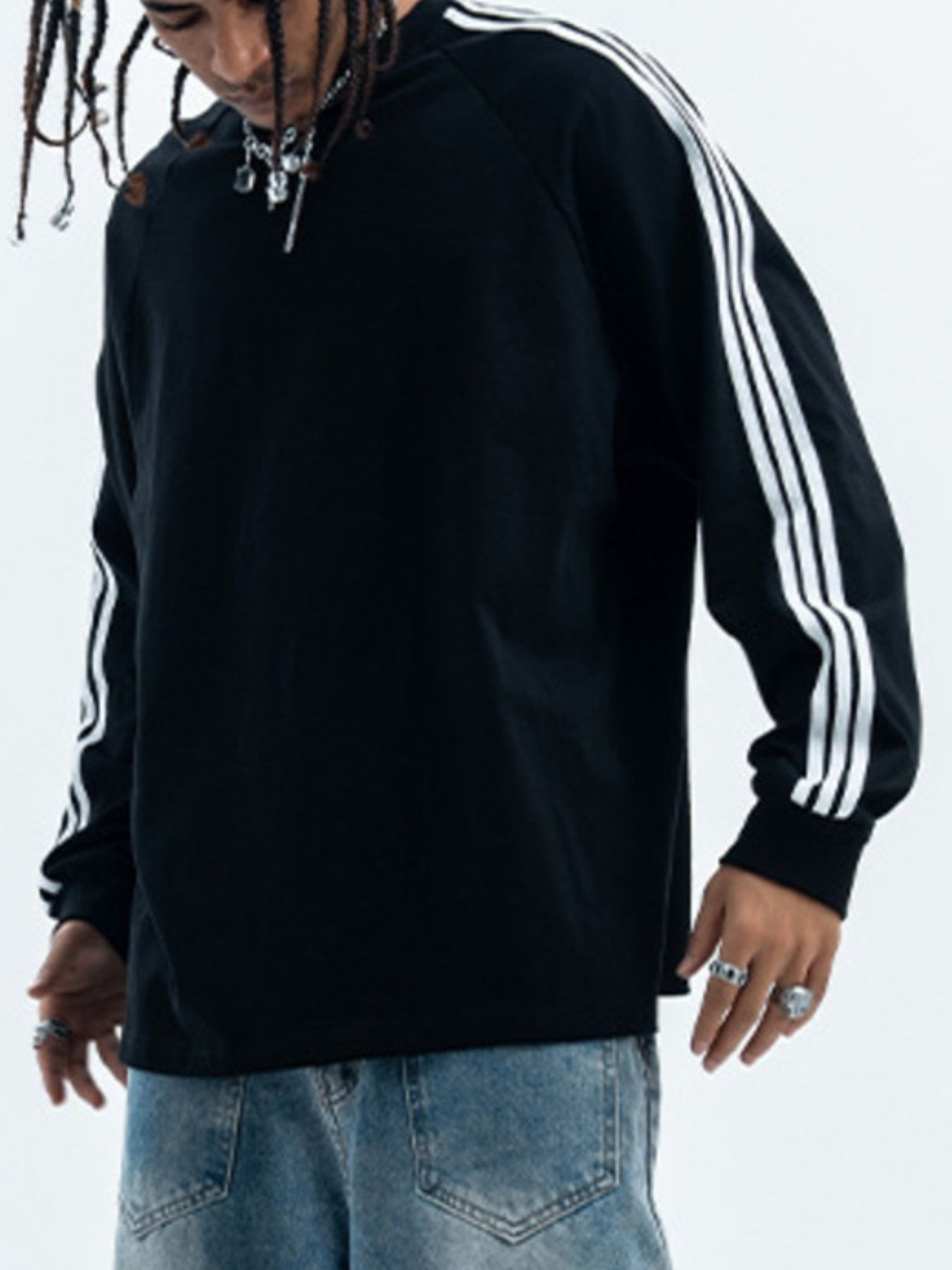 Men's Striped Round Neck Long Sleeve T-Shirt