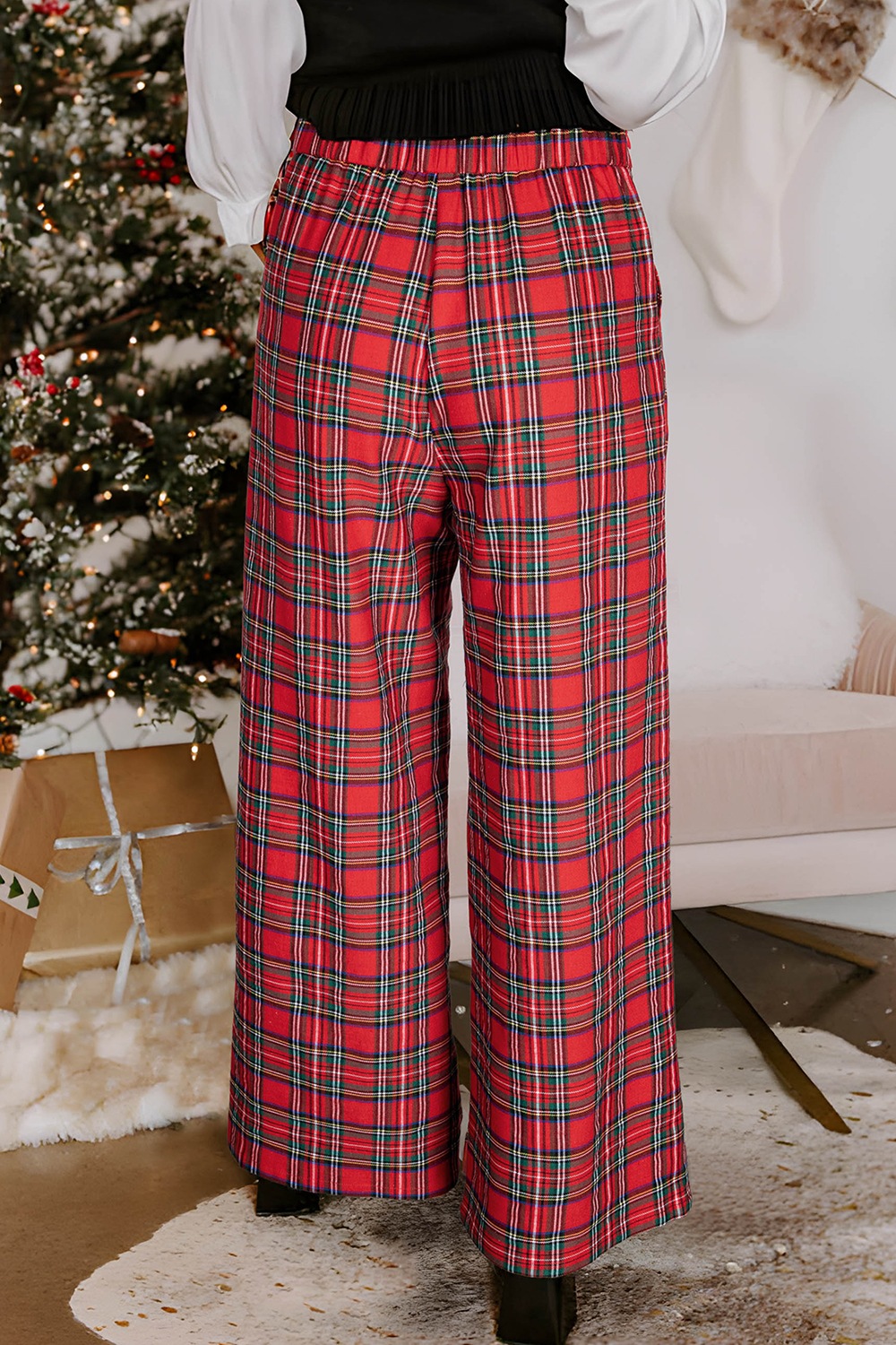 Plaid Wide-Leg Pants