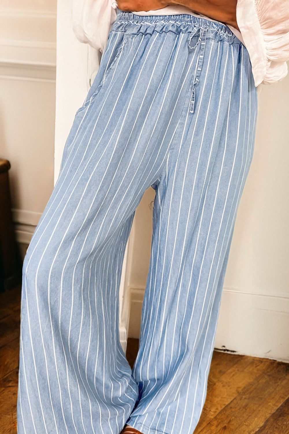 Striped Wide Leg Jeans