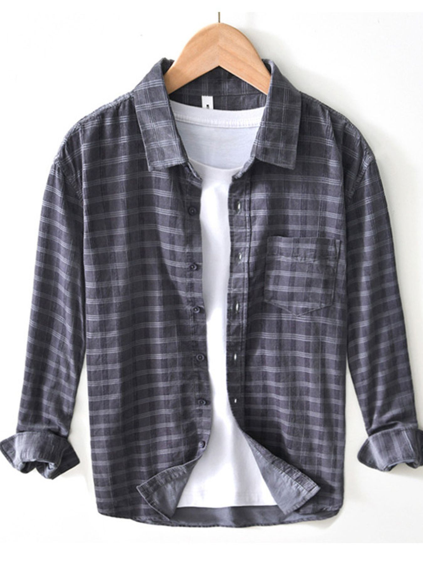 Men's Plus Size Striped Button-Up Shirt