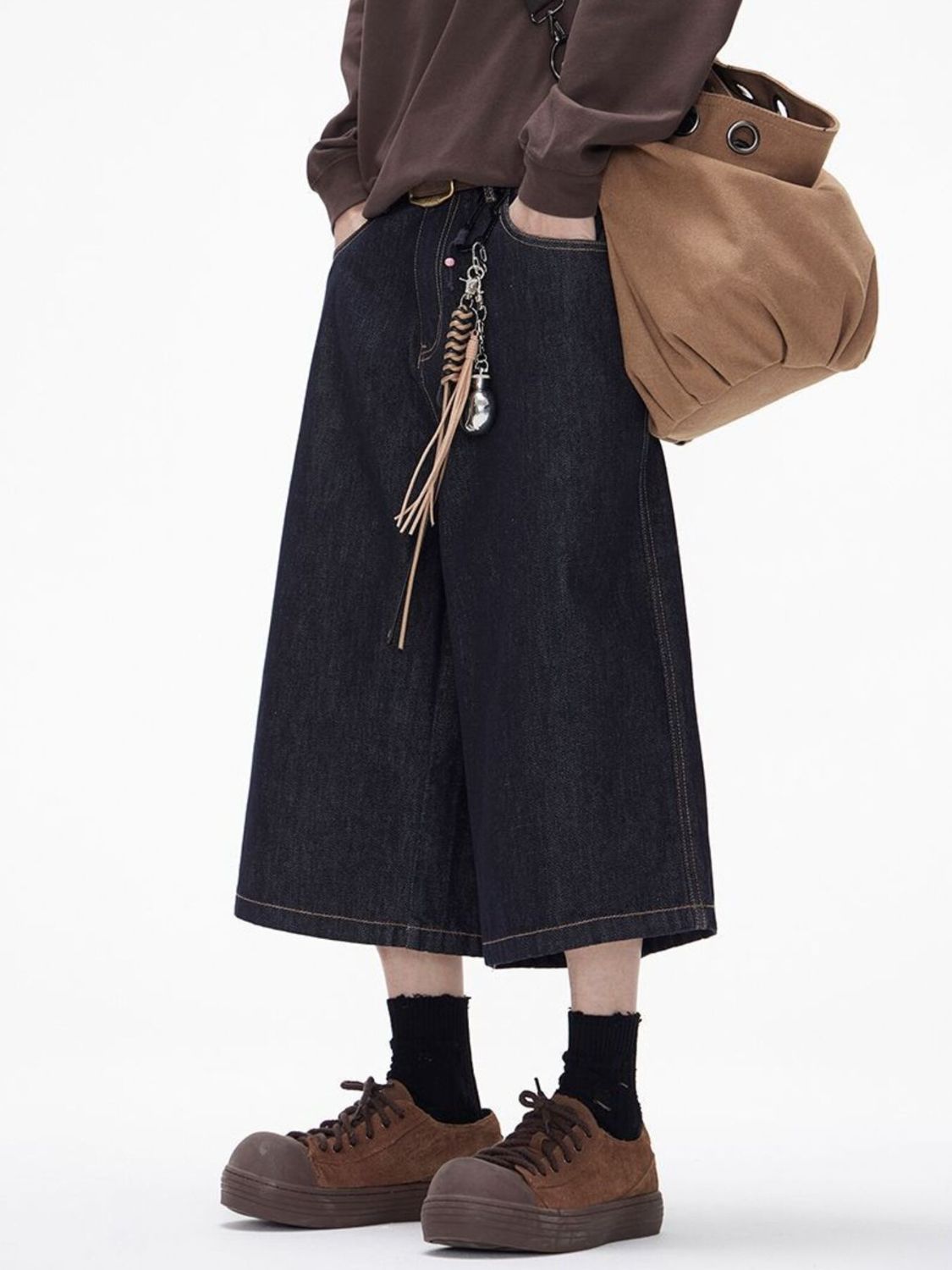 Men's Wide Leg Denim Shorts