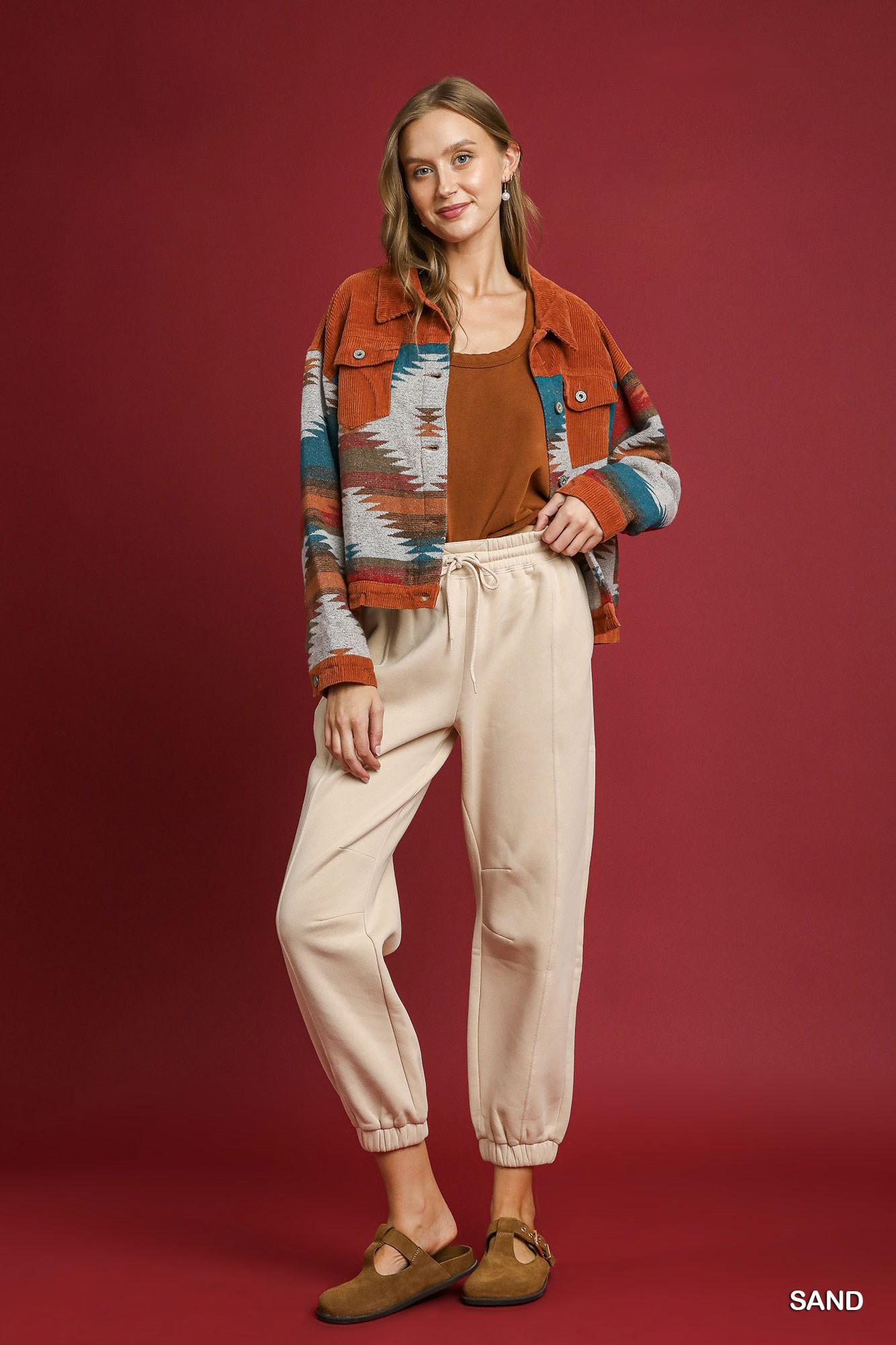 Umgee Fleece Jogger Pants with Drawstring