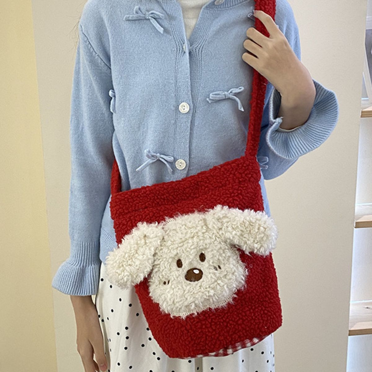 Cute Dog Plush Crossbody Bag