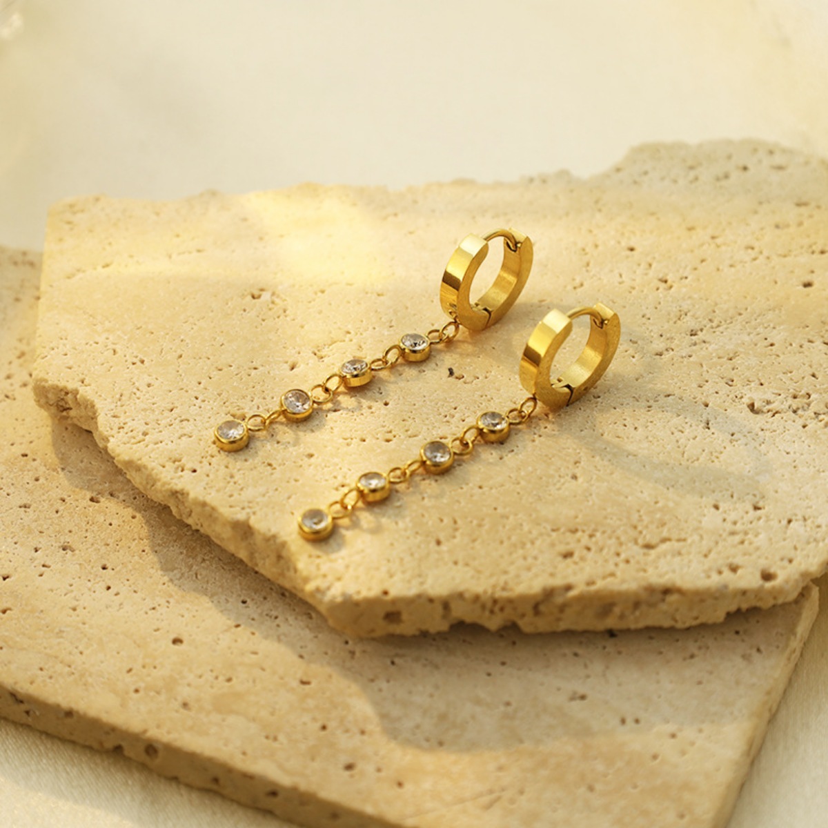18K Gold-Plated Hoop Drop Earrings