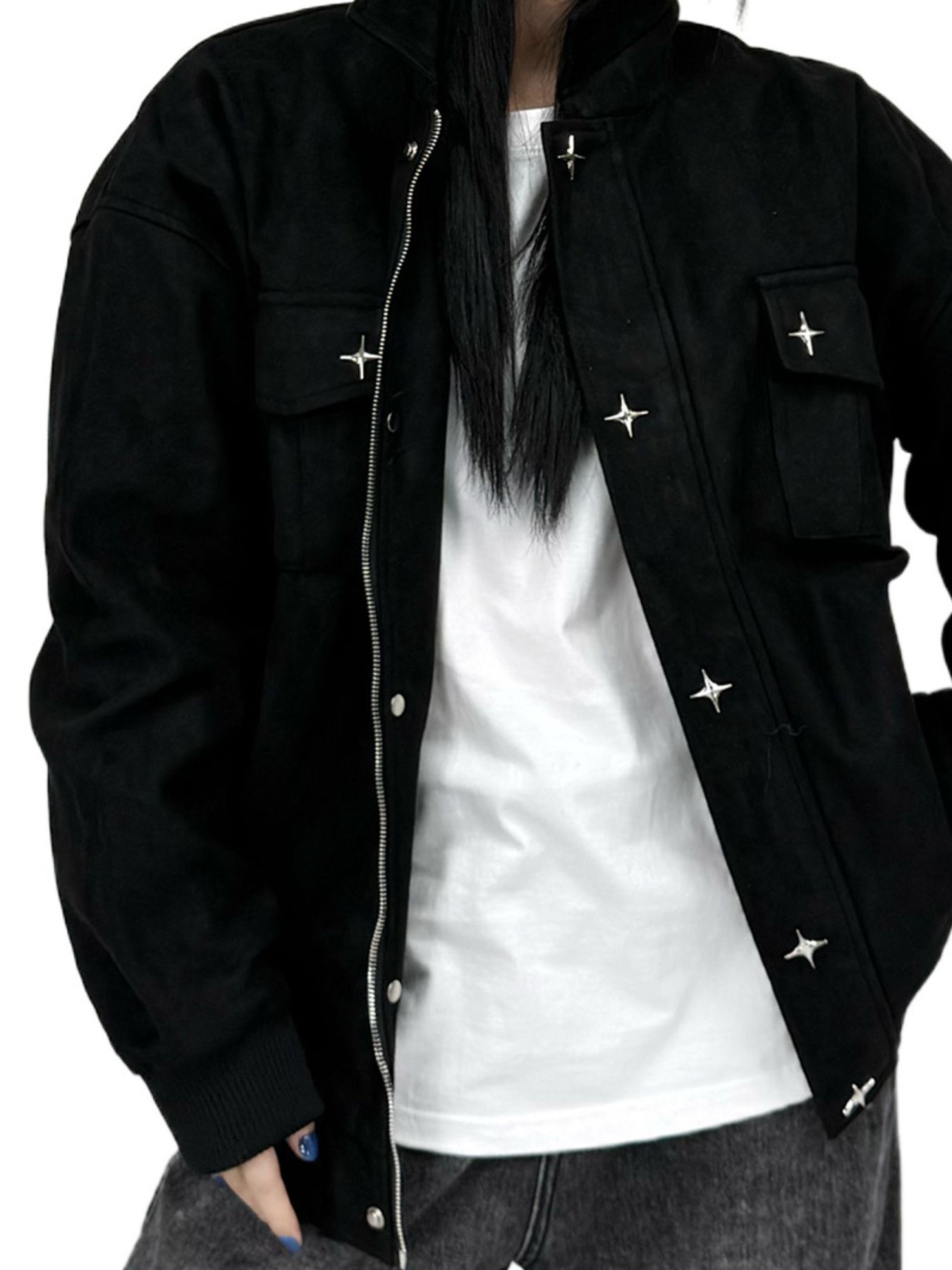 Men's Collared Neck Long Sleeve Jacket