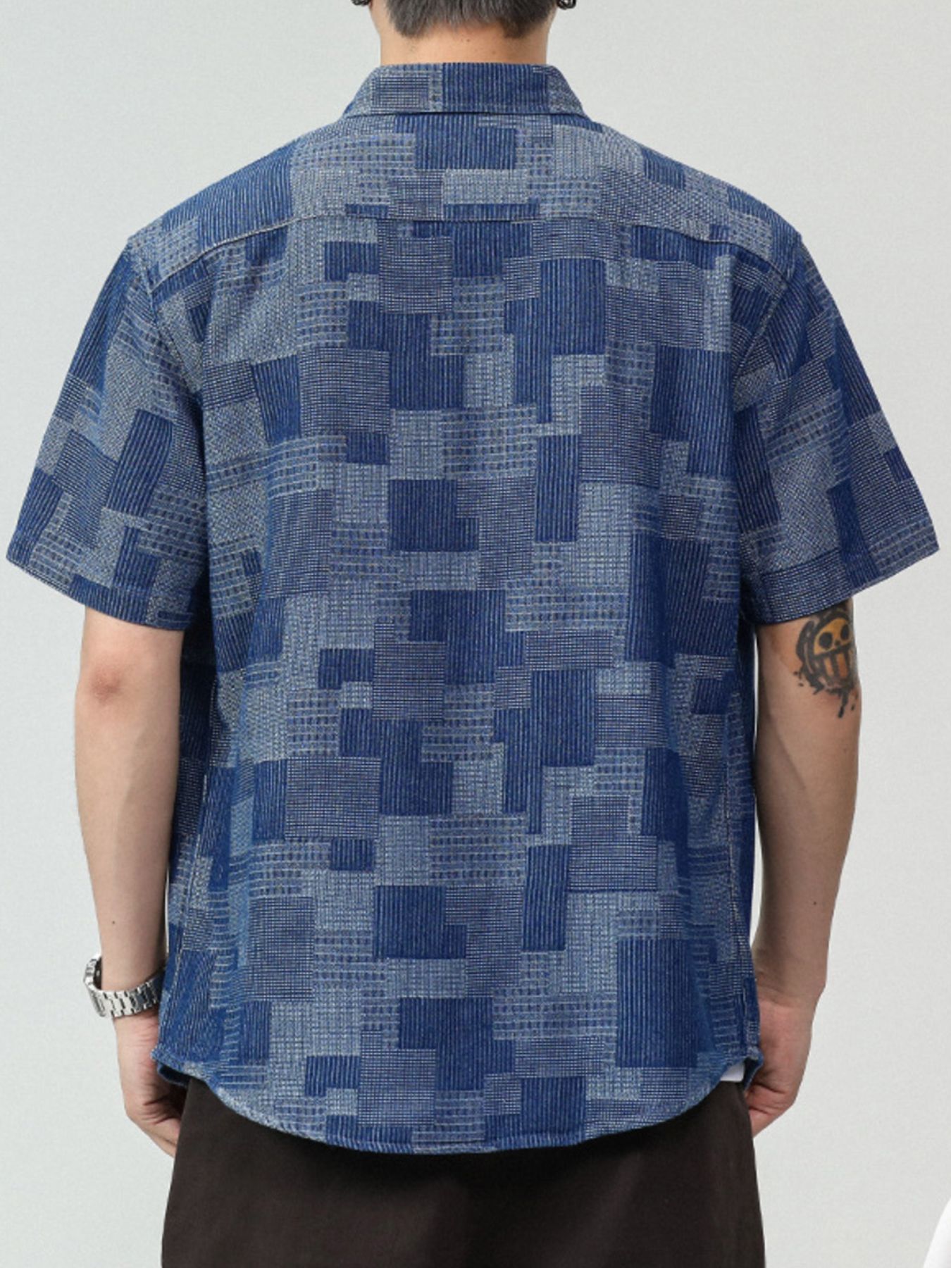 Men's Plus Size Denim Short Sleeve Shirt