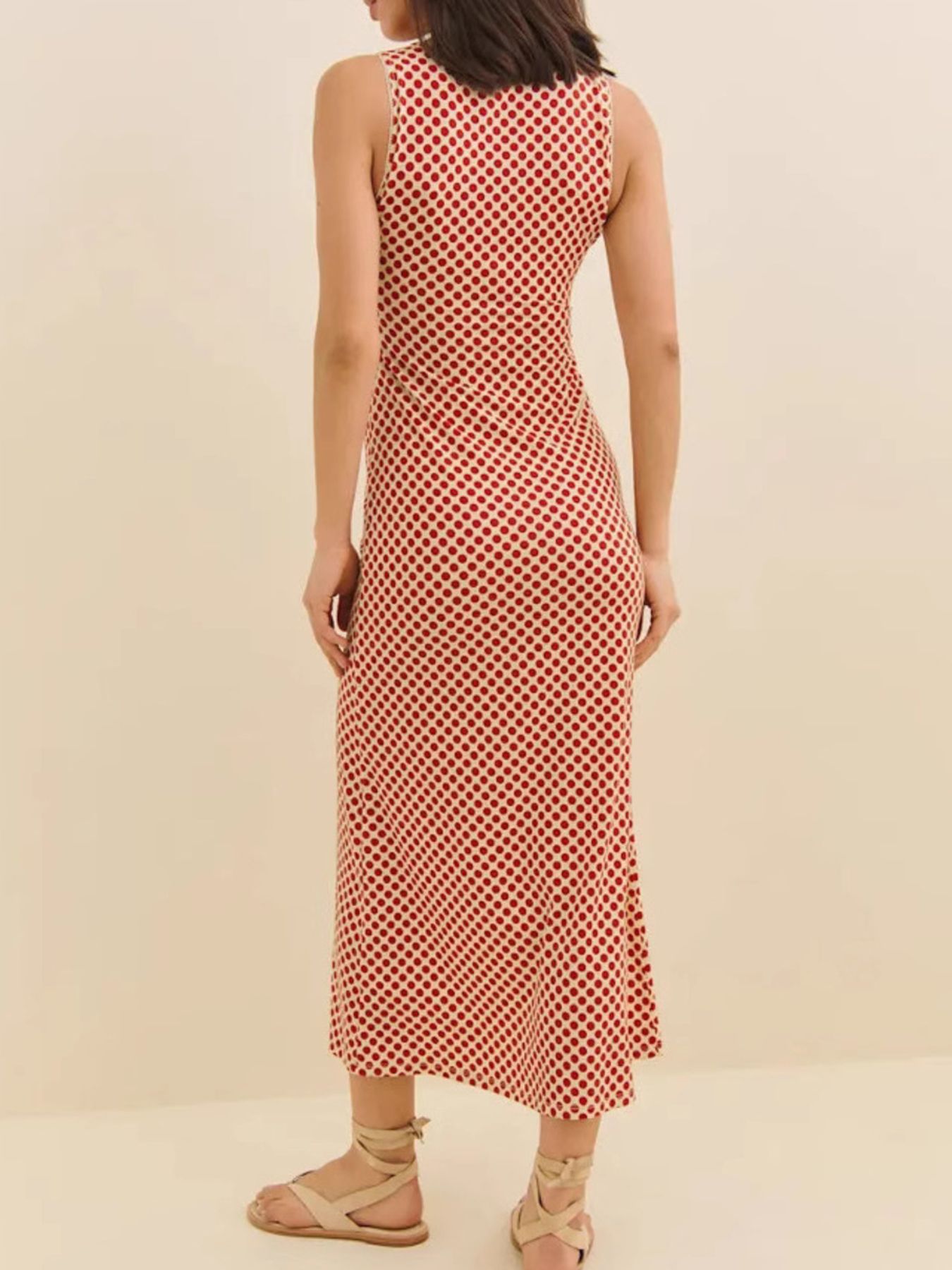 Polka Dot V-Neck Sleeveless Dress