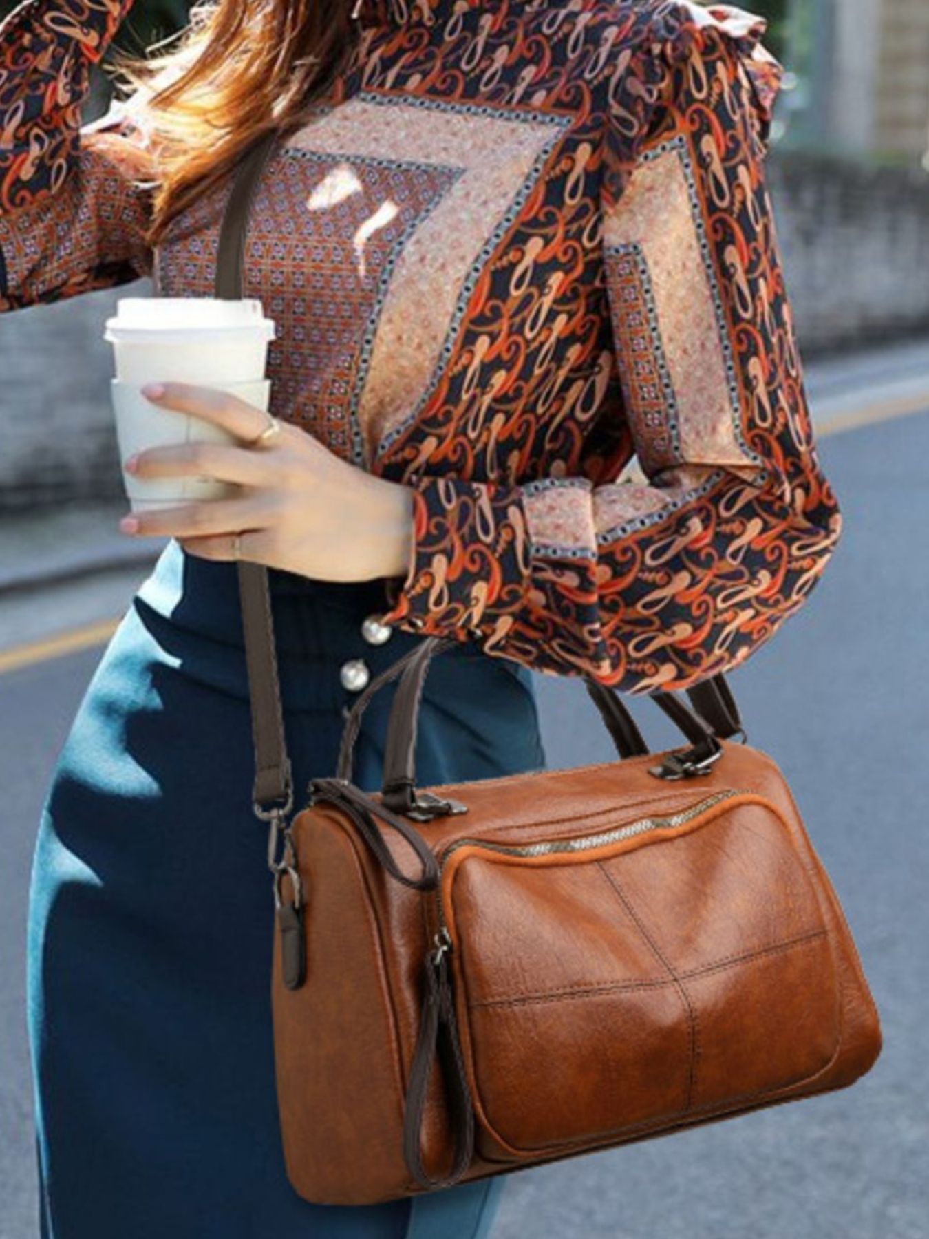 Vintage Style Leather Crossbody Bag