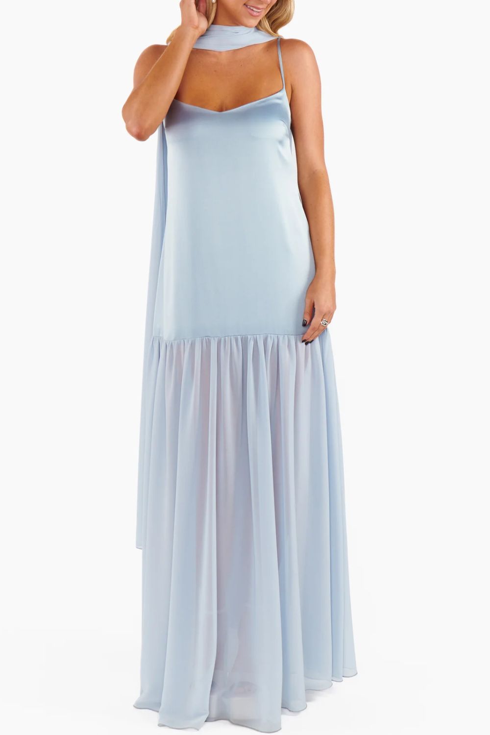 Adjustable Strap Maxi Cami Dress with Scarf