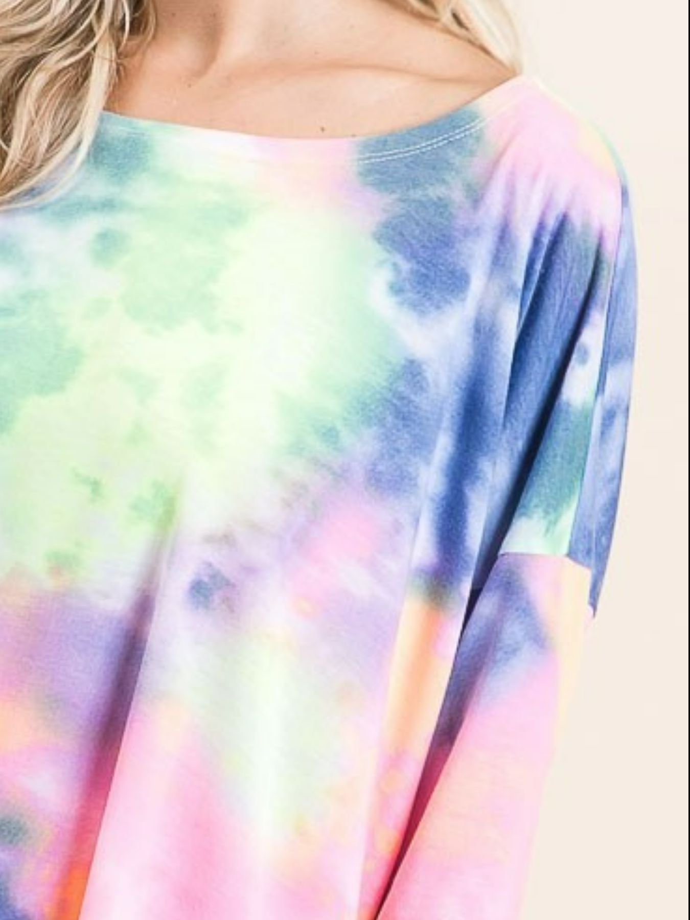Tie Dye Print Low Gauge Knit Top