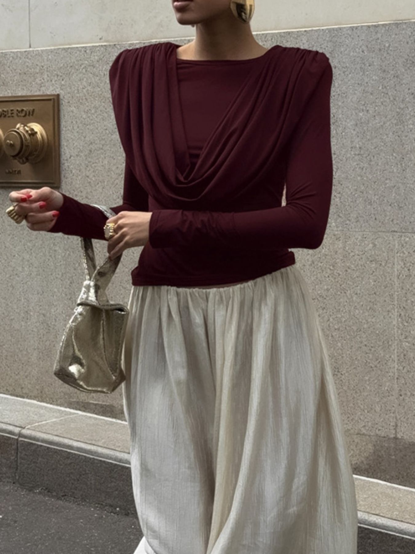 Ruched Long Sleeve T-Shirt