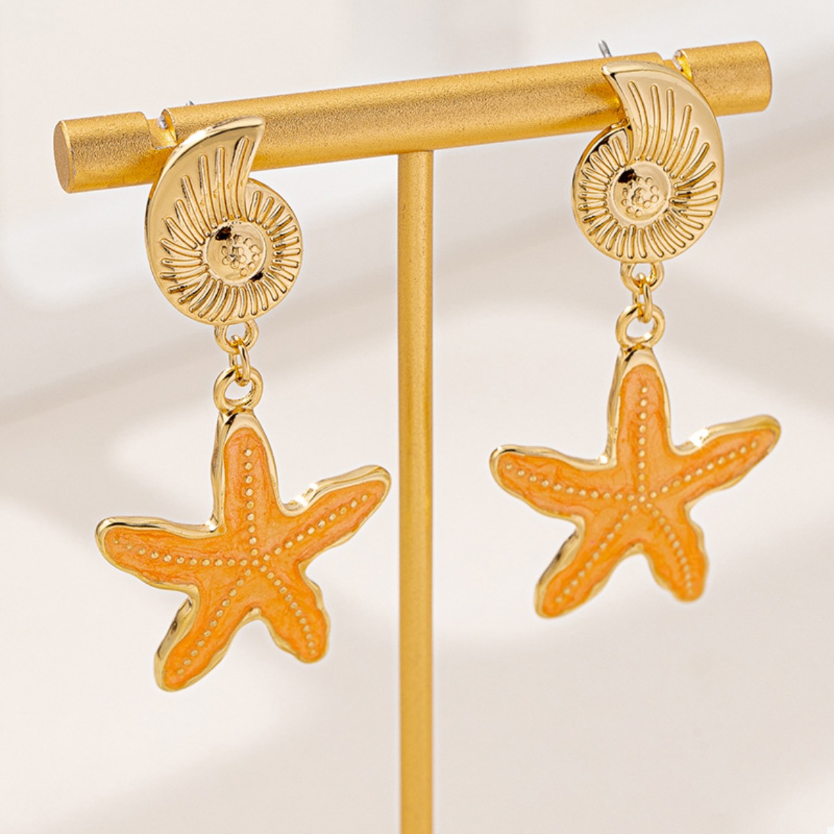 Ocean Shell Starfish Drop Earrings