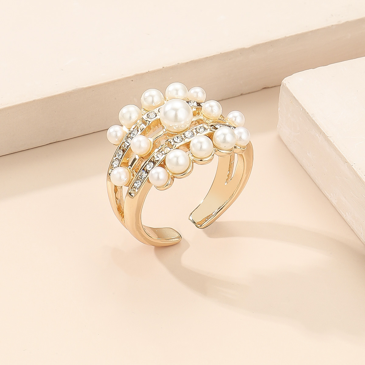 Pearl 18K Gold-Plated Open Ring