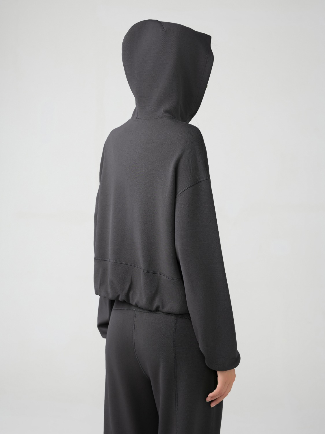 Zip Up Dropped Shouder Active Hooded