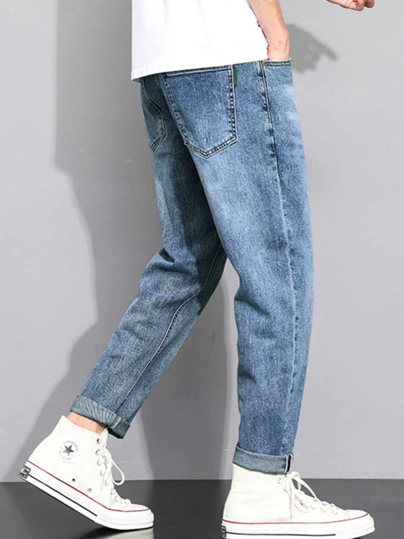 Men's Washed Straight Leg Jeans
