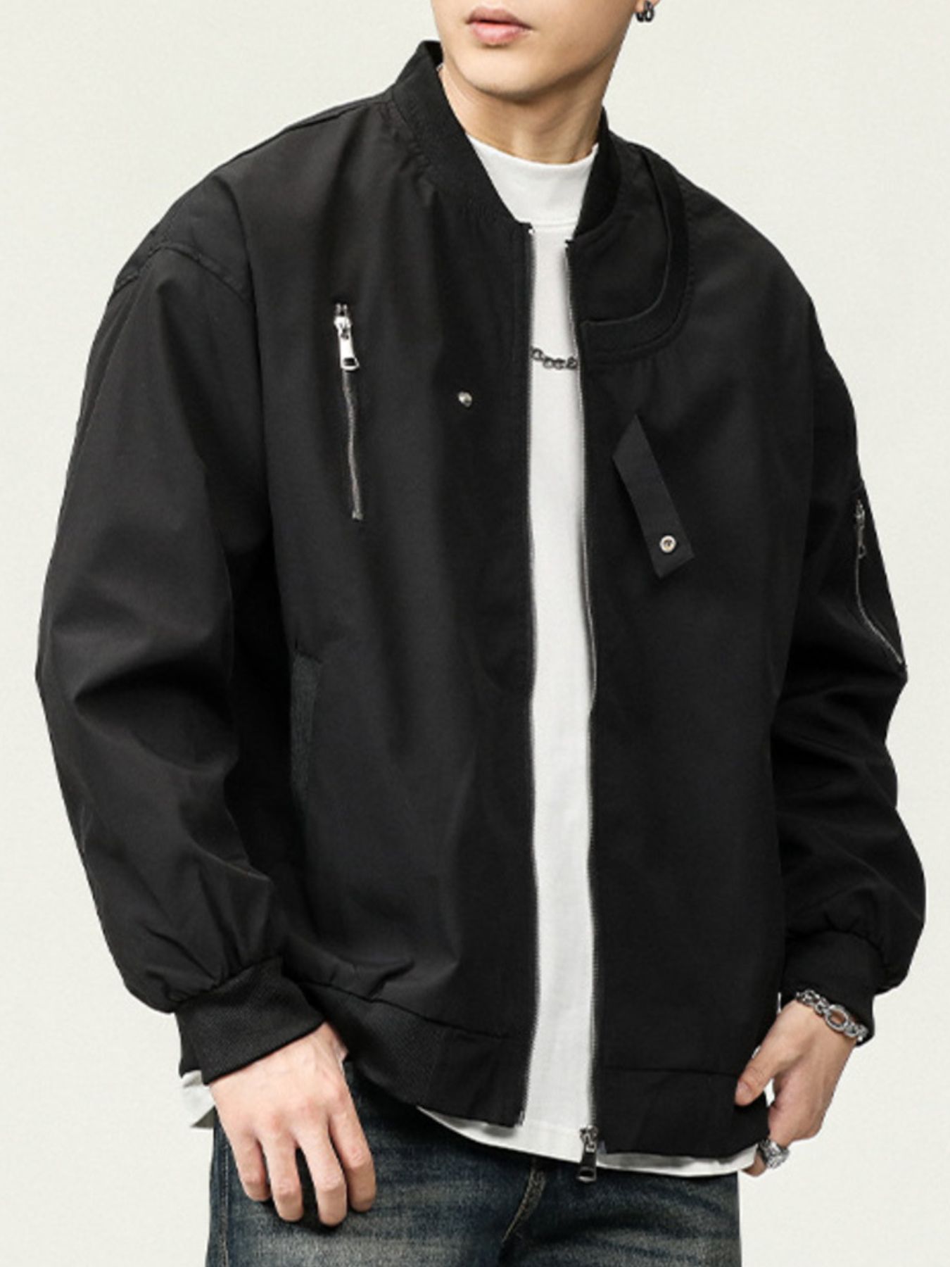 Men's Plus Size Zip Up Long Sleeve Jacket