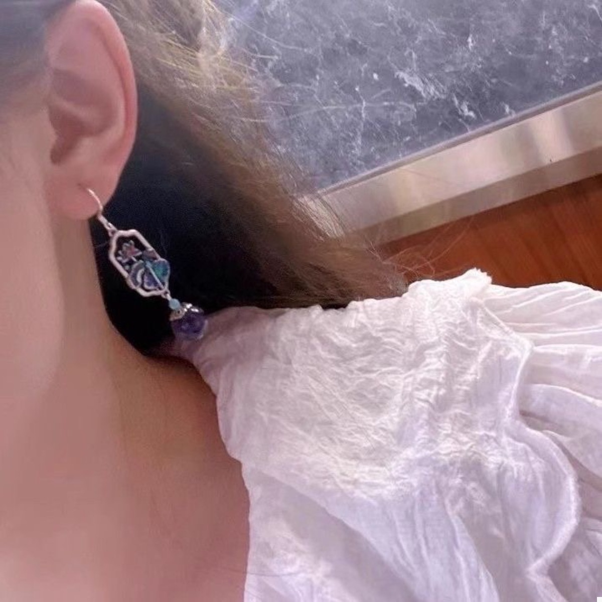 Lotus Flower Dangle Earrings