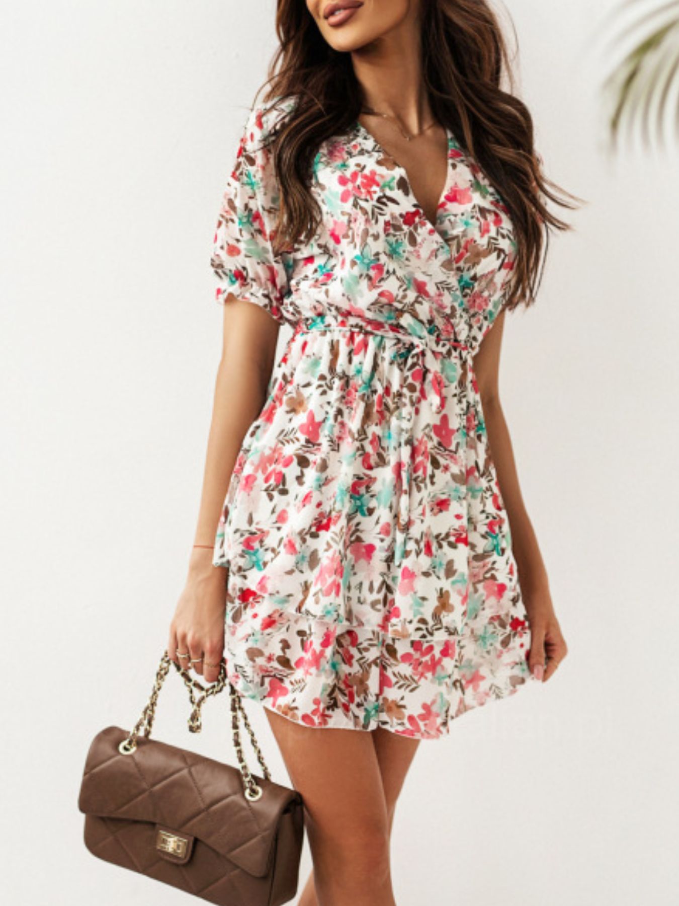 Floral Layered Mini Dress with Ruffle Hem