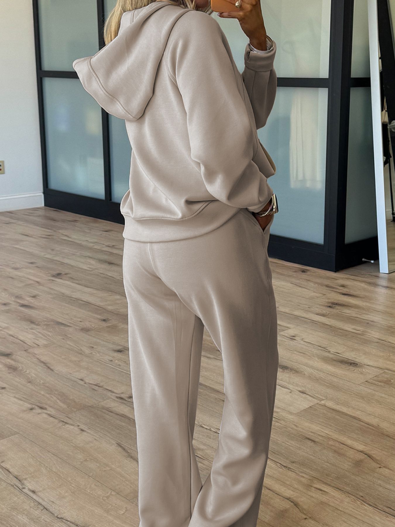 Half Zip Long Sleeve Hoodie and Pants 2pcs Outfit