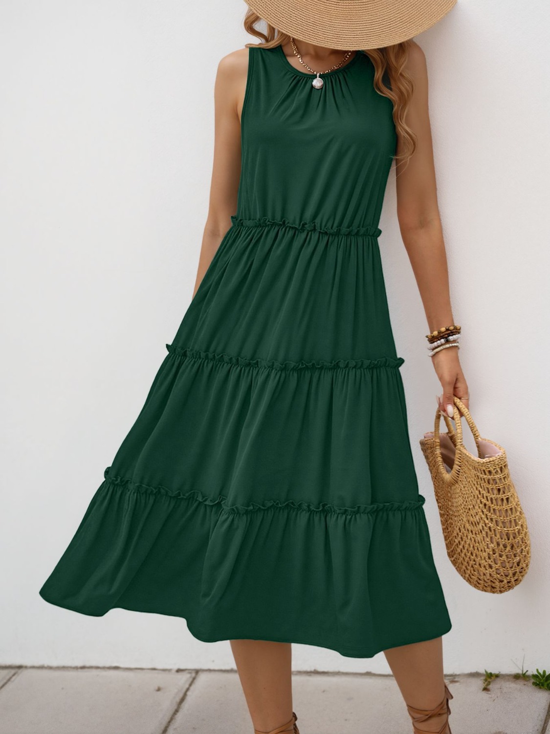 Frill Tiered Midi Dress